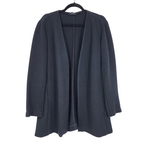 Eileen Fisher System Textured Waffle Knit Pocket Open Front Sweater Size Large - Picture 1 of 4